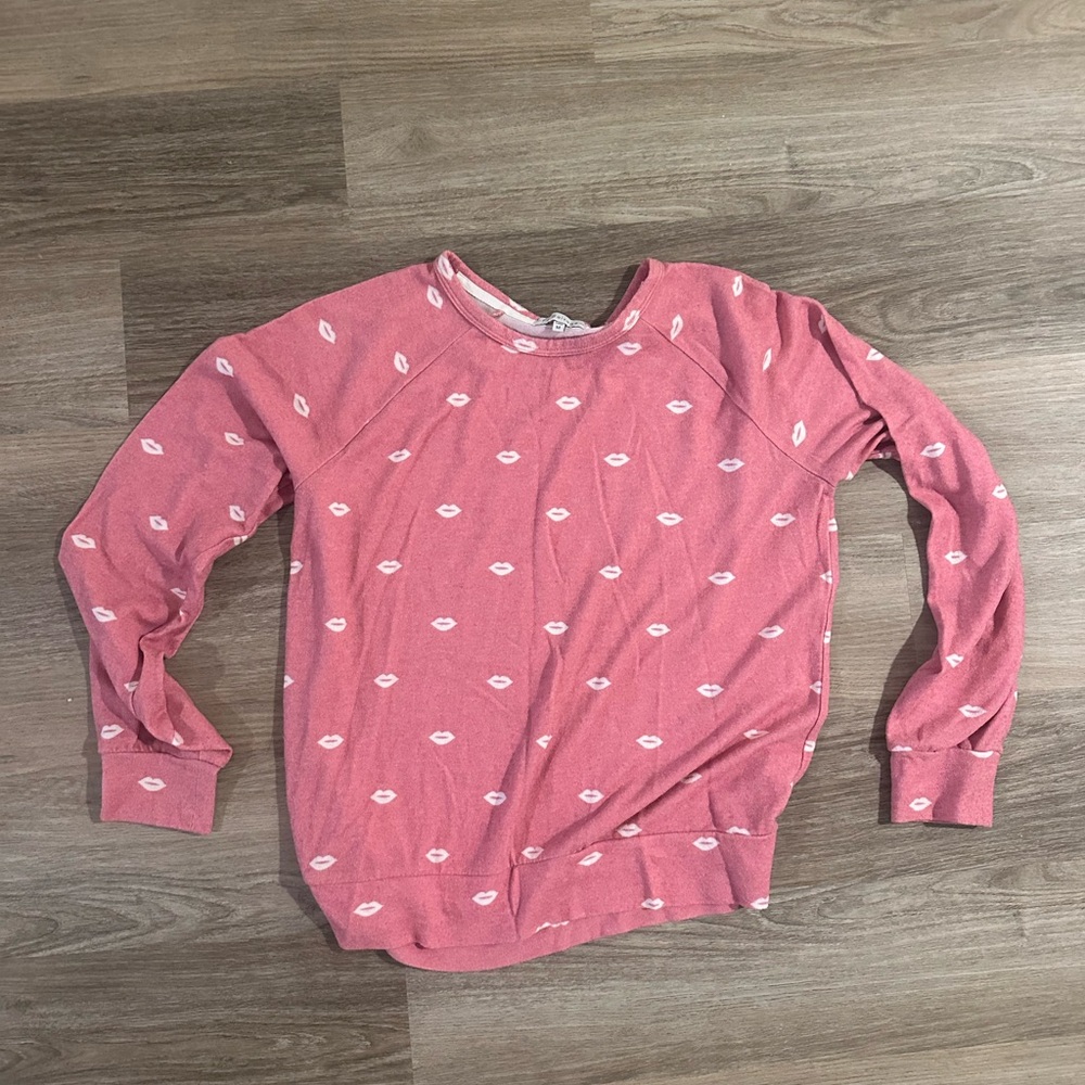 PJ Salvage Pink Top with Lip Design